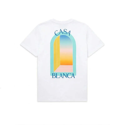 Casablanca l'arche colore blue print regular fit cotton t-shirt