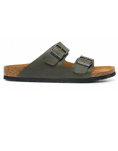 LA CASA DI MODA Men's Olive Green Double Strap Cork Sandals