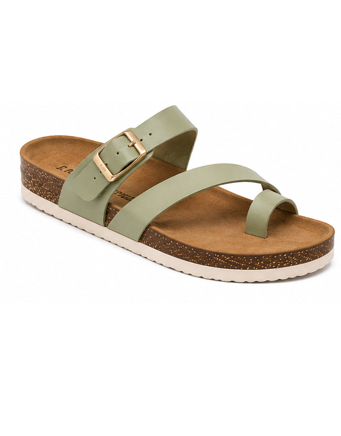 LA CASA DI MODA Women's Two-Strap Sandals Sage Green