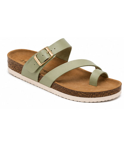 LA CASA DI MODA Women's Two-Strap Sandals Sage Green