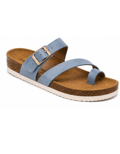 LA CASA DI MODA Women's Two-Strap Sandals Powder Blue