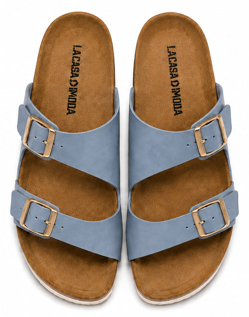 LA CASA DI MODA Women's Two-Strap Sandals Powder Blue