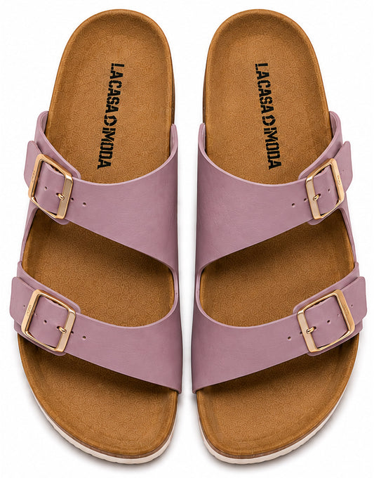 LA CASA DI MODA Women's Two-Strap Sandals Dusty Pink