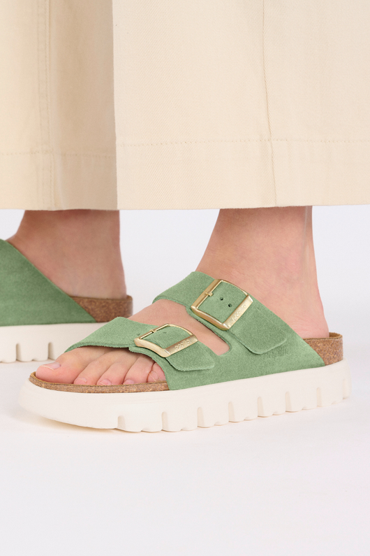 Birkenstock Arizona Chunky Green Tea Suede Leather Narrow