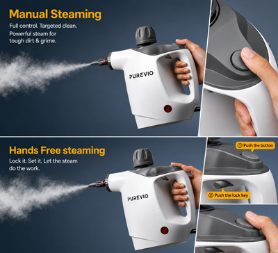 PUREVIO Handheld Steam Cleaner – 500ML & 16 Attachments