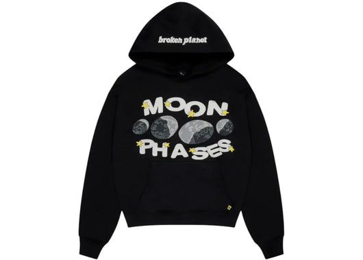 Broken Planet Moon Phases Hoodie Midnight Black